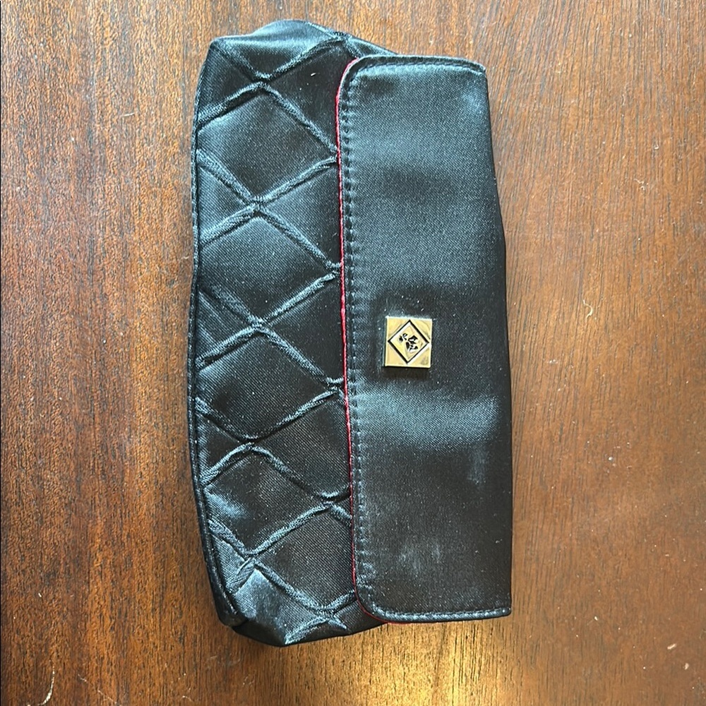 Lancôme Black Quilted Satin Pouch